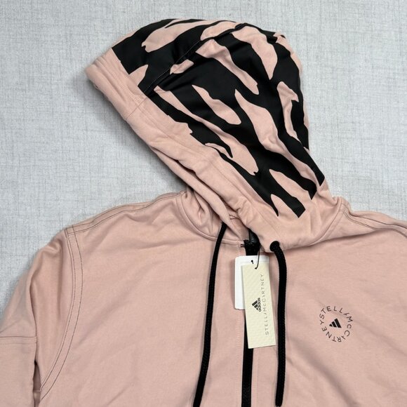 Adidas Stella McCartney Hoodie Full Zip Pink Zebra Print Hood Pockets Size M NWT - Picture 3 of 13